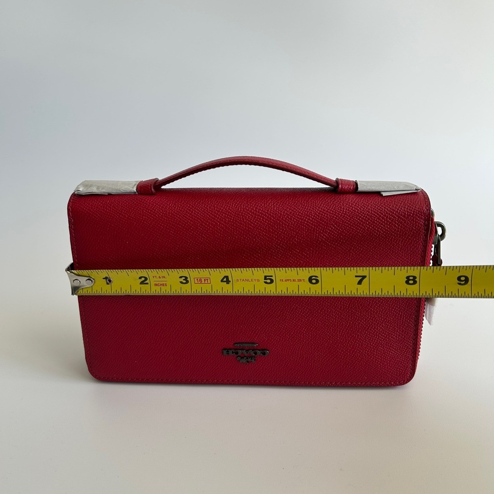 Coach Double Zip Travel Wallet Red Leather Organizer F23334 NEW - Picture 8 of 10